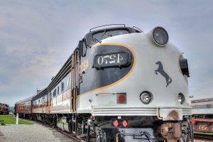 railway train vehicle pennsylvania usa diesel locomotives clouds horse rail yard