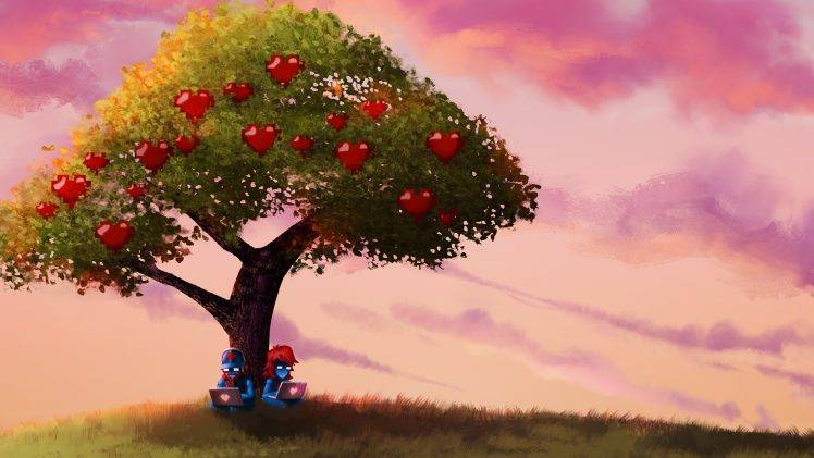 monstercat pegboard nerds trees sky fruit apples computer HD Wallpaper Desktop Background