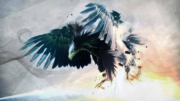 eagle birds artwork paint splatter HD Wallpaper Desktop Background
