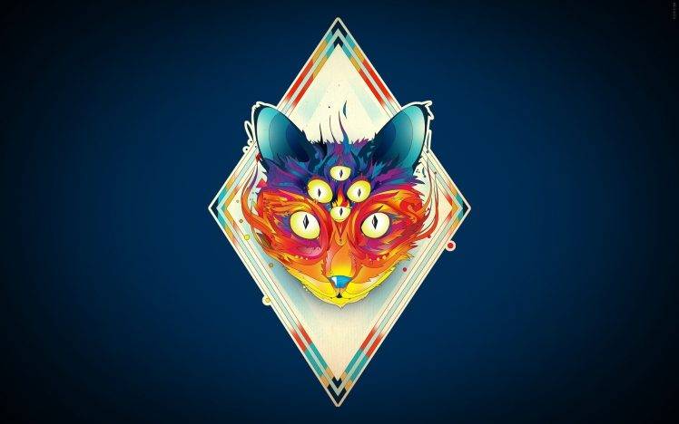 psychedelic cat HD Wallpaper Desktop Background