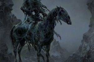 dead creepy fantasy art drawing death horse skull