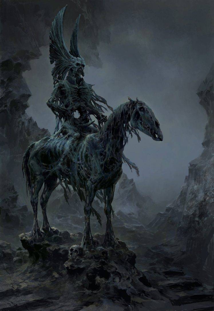 dead creepy fantasy art drawing death horse skull HD Wallpaper Desktop Background