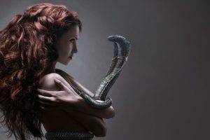women redhead snake cobra drawing fantasy art