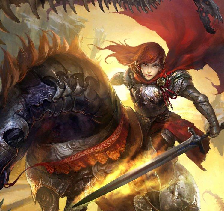 warrior legend of the cryptids artwork fantasy art armor sword horse war horse HD Wallpaper Desktop Background