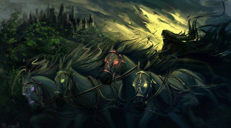 grim reaper fantasy art horse artwork death four horsemen of the apocalypse HD Wallpaper Desktop Background