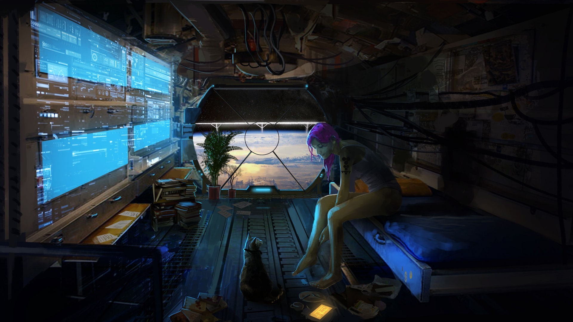 purple anime landscape