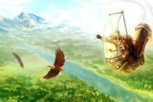 fantasy art flying birds steampunk