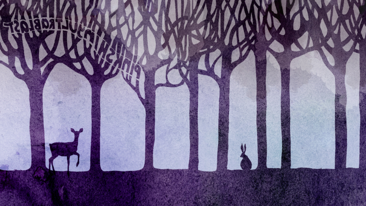 pinkshinyultrablast animals purple forest deer rabbits HD Wallpaper Desktop Background
