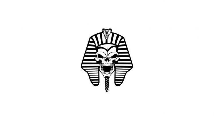 pharaoh skull snake egyptian artwork monochrome HD Wallpaper Desktop Background