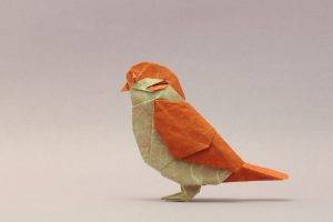 origami paper birds orange