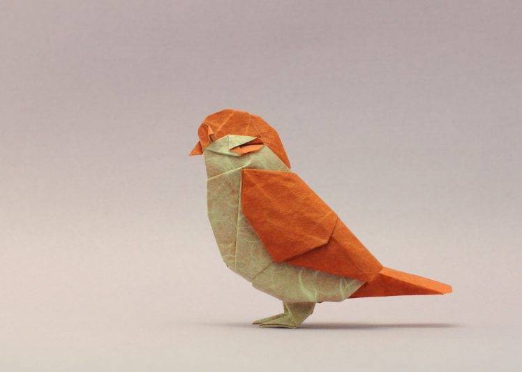 origami paper birds orange HD Wallpaper Desktop Background