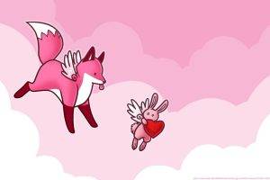 heart fox animals rabbits stupid fox wings love valentines day
