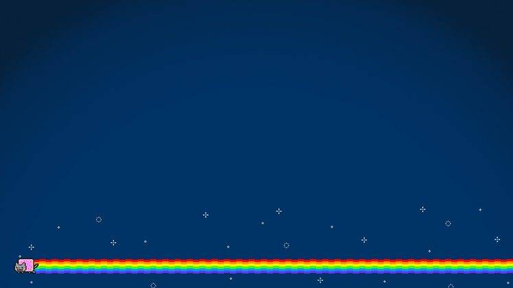 nyan cat simple background blue rainbows cat HD Wallpaper Desktop Background