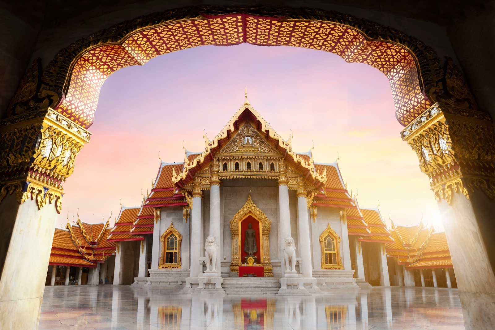 photography ancient temple reflection gold gates sunlight sky architecture  asian architecture old building pillar window white wall lion religion  statue Wallpapers HD / Desktop and Mobile Backgrounds