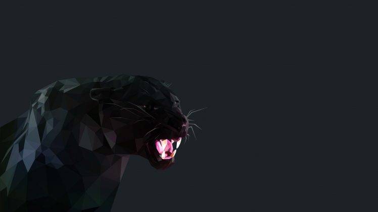 black panther cat low poly HD Wallpaper Desktop Background
