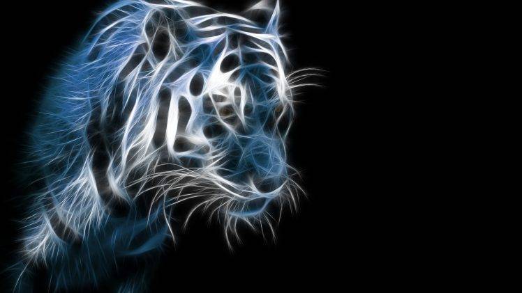 animals tiger big cats digital art simple background HD Wallpaper Desktop Background