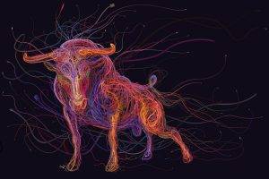 bull colorful digital art animals ethernet usb wires
