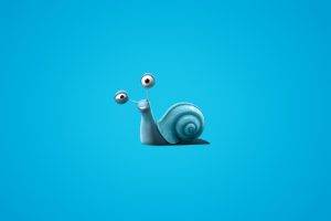 nature animals snail digital art blue background simple background minimalism smiling