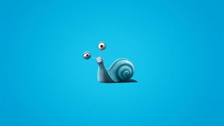 nature animals snail digital art blue background simple background minimalism smiling HD Wallpaper Desktop Background