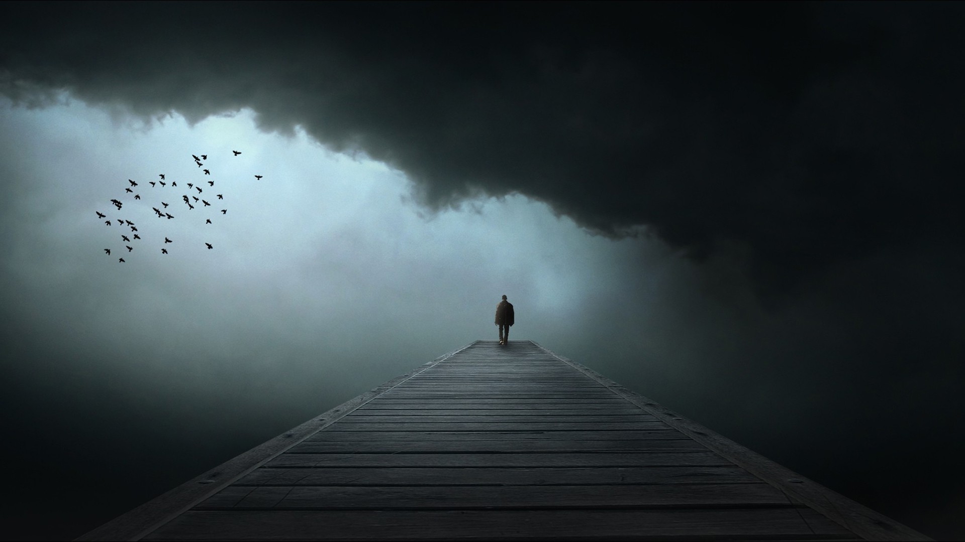 dark alone loneliness sad birds clouds Wallpapers HD / Desktop and