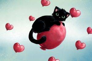 cat balloons black cats hearts