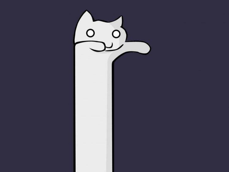 longcat blue white cat minimalism HD Wallpaper Desktop Background