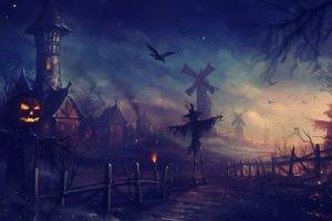 artwork halloween haryarti scarecrows windmills spooky