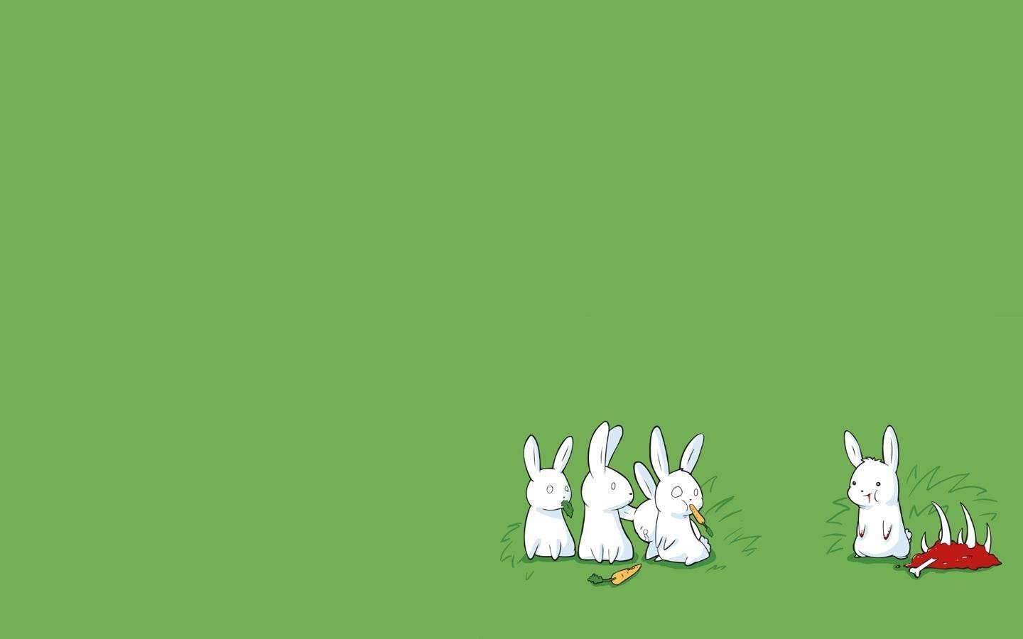 carnivore rabbits green background minimalism Wallpaper