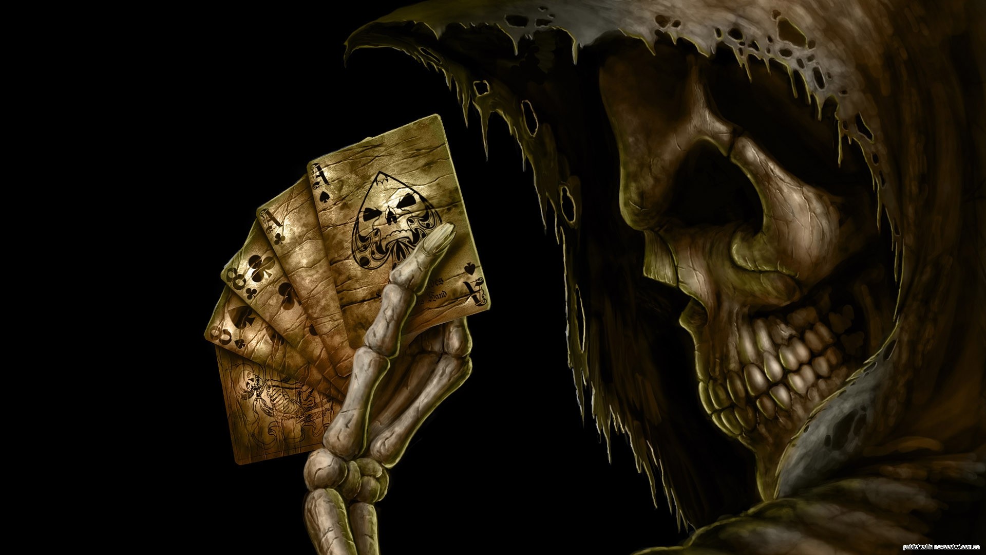 playing cards cards death grim reaper Wallpaper