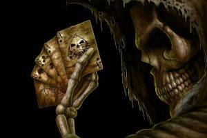 skull grim reaper cards black background skeleton