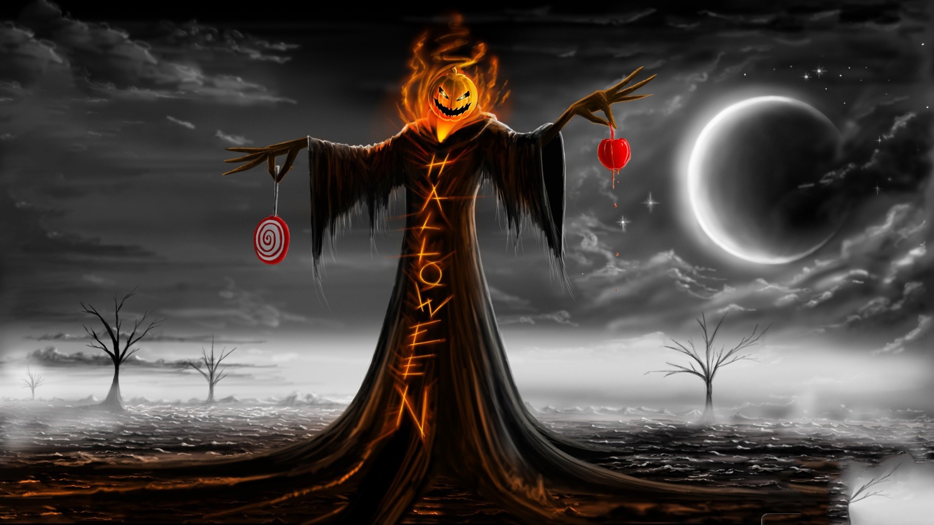 halloween pumpkin scarecrows samhain Wallpaper