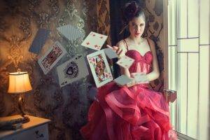 photography red dress room playing cards ace of spades