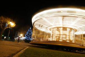 long exposure carousel lights city