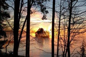 lake keowee south carolina trees island sunset