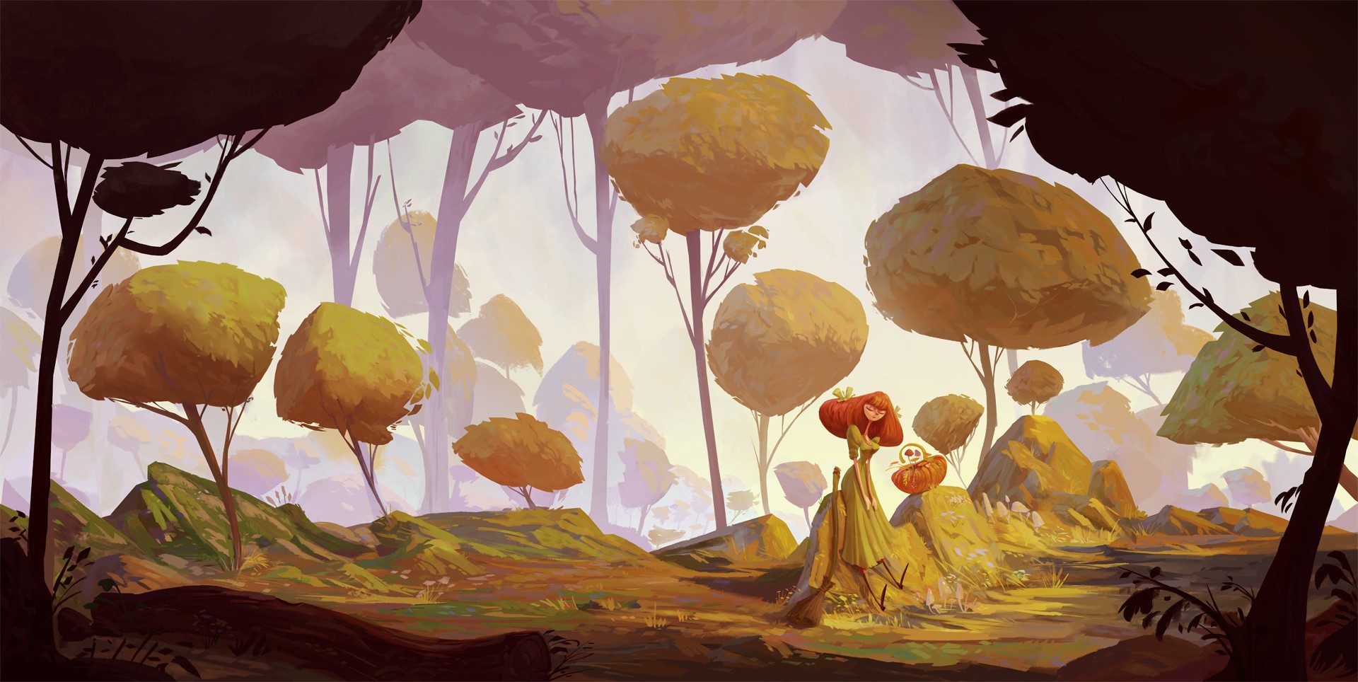 fairy tale forest cartoon Wallpaper