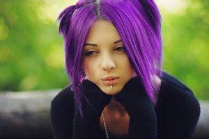 women piercing purple hair