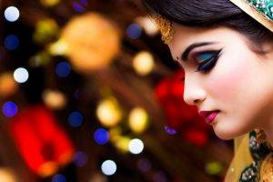 women makeup face indian bokeh