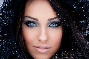 women model closeup gray eyes