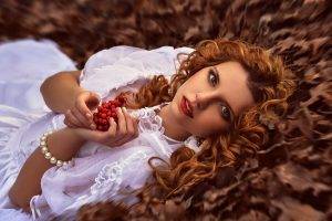 women model blonde redhead motion blur wedding dress curly hair