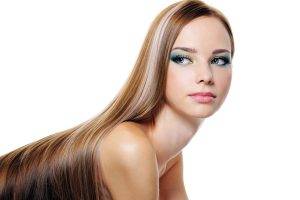 women model brunette long hair white background face