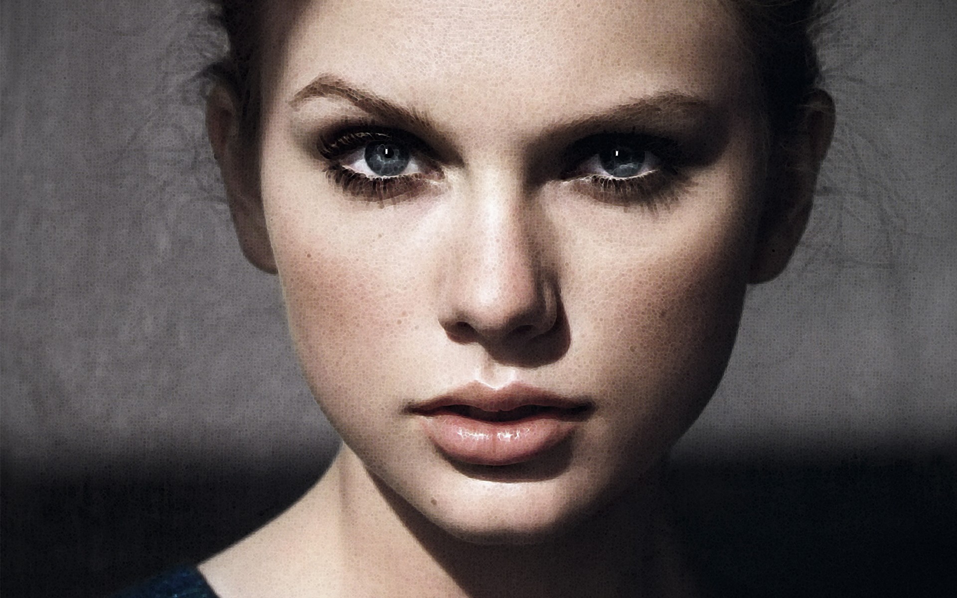 model women brunette blue eyes filter photo manipulation taylor swift face portrait Wallpaper