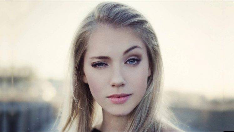 blonde women blue eyes lips blinky HD Wallpaper Desktop Background