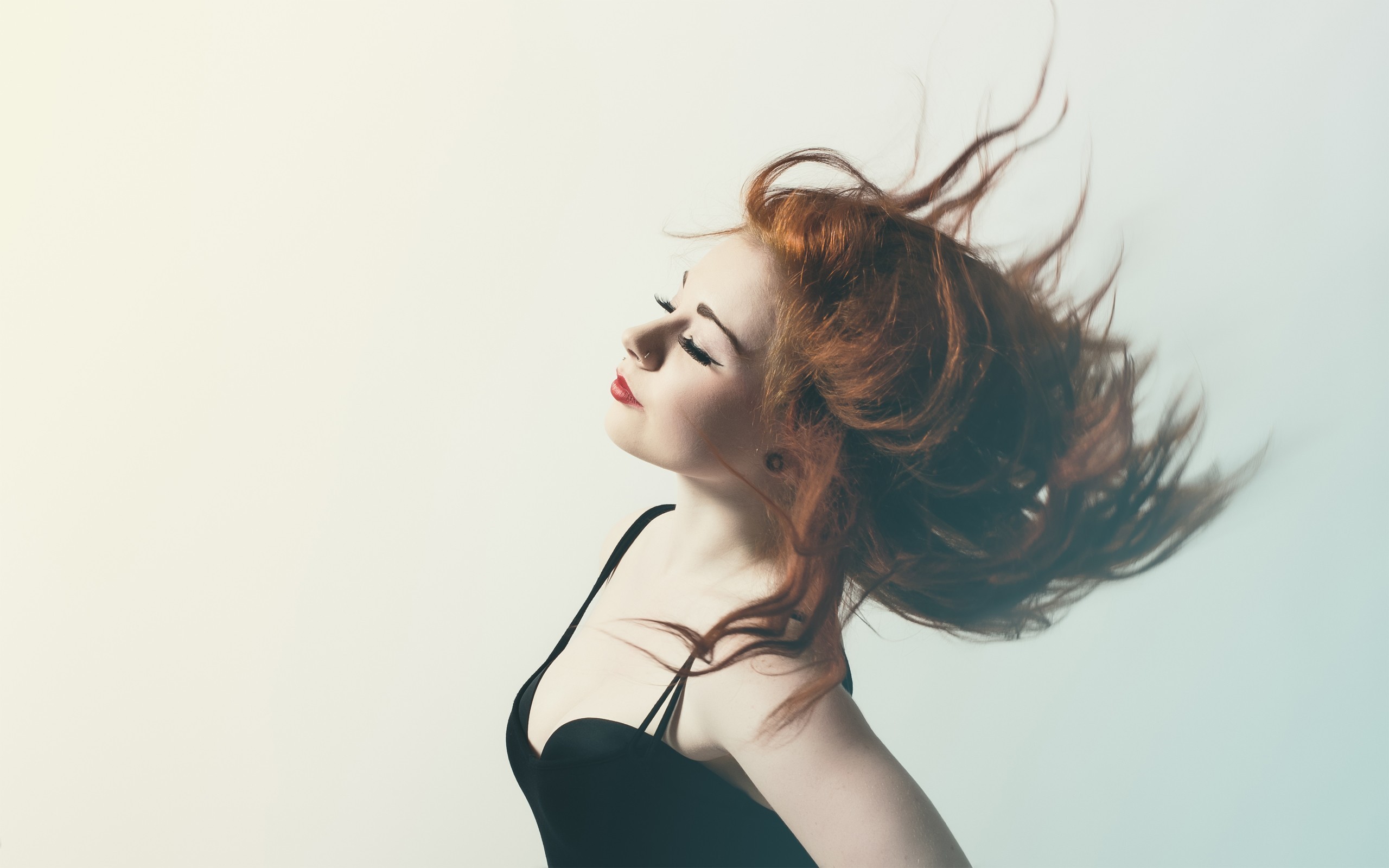 model women redhead black dress Wallpaper