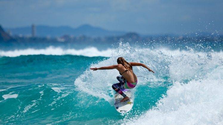 waves surfing bikini HD Wallpaper Desktop Background