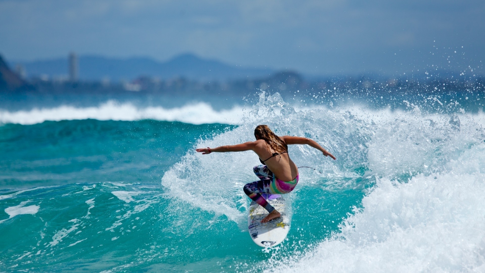 waves surfing bikini Wallpaper