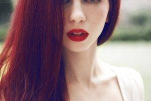 redhead women long hair white tops