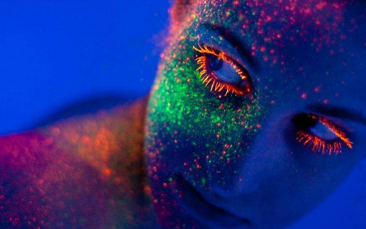 neon women body paint paint splatter HD Wallpaper Desktop Background