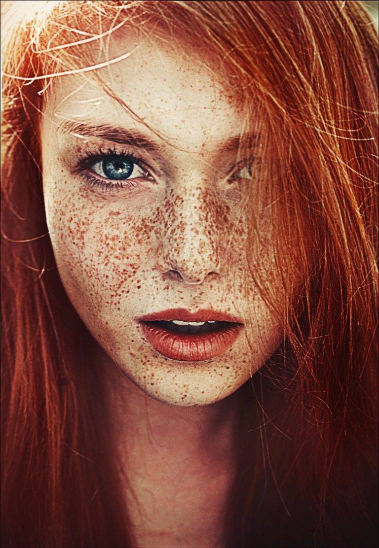 freckles redhead women blue eyes portrait HD Wallpaper Desktop Background