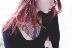 redhead hattie watson women tattoo freckles