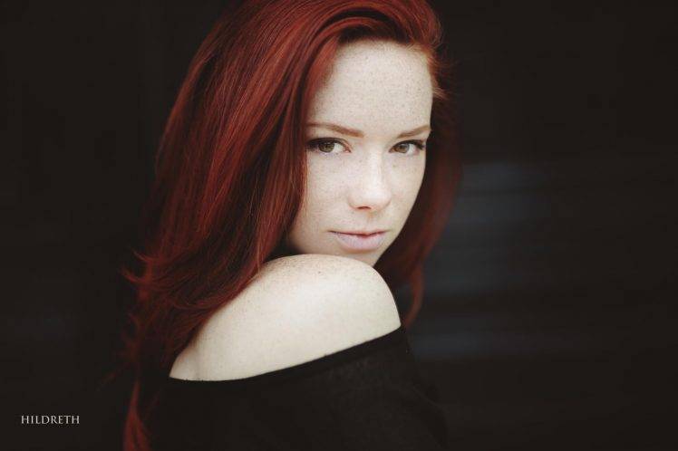 redhead women face freckles black tops hattie watson HD Wallpaper Desktop Background